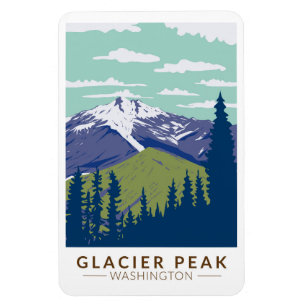 Gletscher-Gipfel Washington Reise Kunst Vintage Magnet