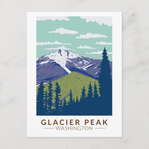 Gletscher-Gipfel Washington Reise Kunst Vintage Postkarte