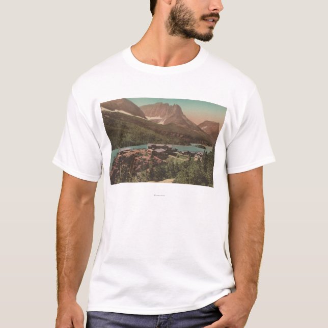 Gletscher, M.Ü. - Ansicht der Chalets u. See-St. T-Shirt (Vorderseite)