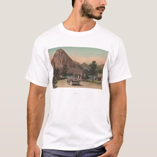 Gletscher, M.Ü. - Ansicht von zwei Chalets u. Mt. T-Shirt (Vorderseite)