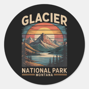 Gletscher-Nationalpark Bär Vintage Montana Wandern Runder Aufkleber