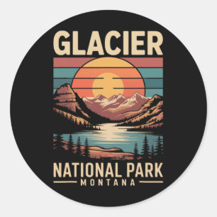 Gletscher-Nationalpark Bär Vintage Montana Wandern Runder Aufkleber