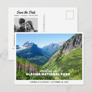 Gletscher-Nationalpark-Hochzeit Save the Date Postkarte