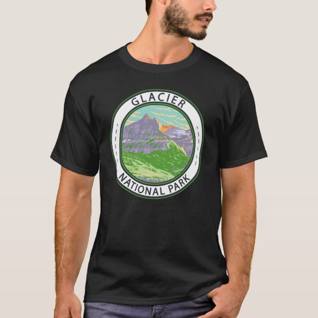 Gletscher Nationalpark im Frühjahr Montana Abzeich T-Shirt (Vorderseite)