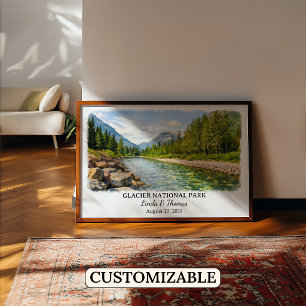 Gletscher-Nationalpark Montana Poster, Aquarell Poster