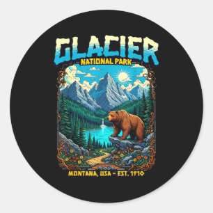 Gletscher-Nationalpark Montana USA Retro Vintage N Runder Aufkleber