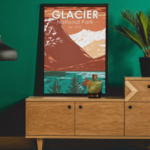 Gletscher-Nationalpark Montana Vintage Poster