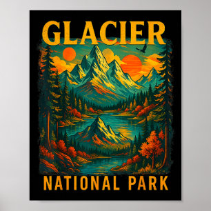 Gletscher-Nationalpark Retro-Bergreisen Poster