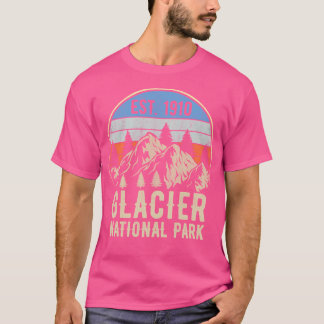 Gletscher-Nationalpark Retro Vintage Sonnenunterga T-Shirt