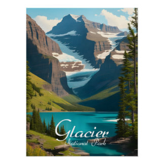 Gletscher-Nationalpark USA Reiseplakat Poster