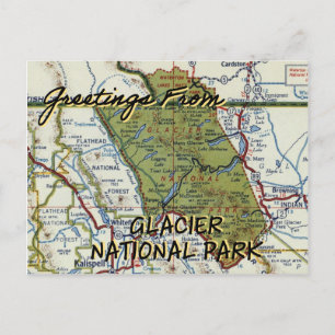 Gletscher-Nationalpark Vintage-Karte Postkarte