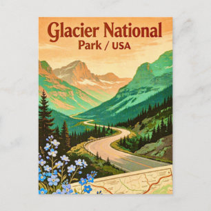 Gletscher-Nationalpark Vintage-Postkarte Postkarte