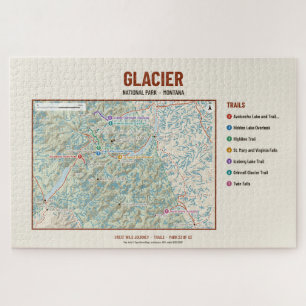 Gletscher-Nationalpark-Wanderweg-Kartenpuzzle Puzzle