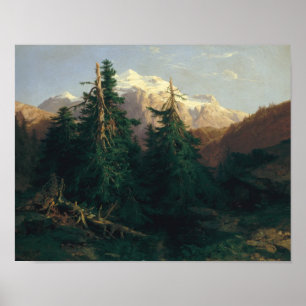 Gletscher, Rosen Lanigletscher, 1854 Poster