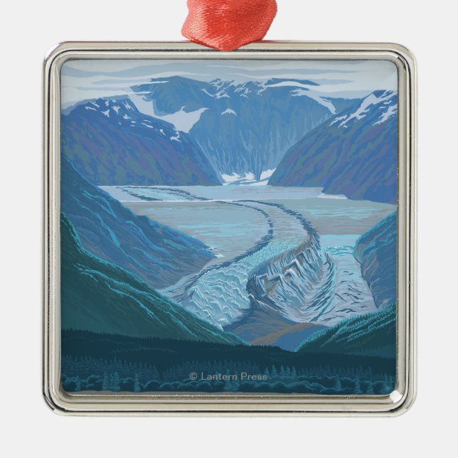 Gletscher-Szene - Seldovia, Alaska Silbernes Ornament (Vorne)