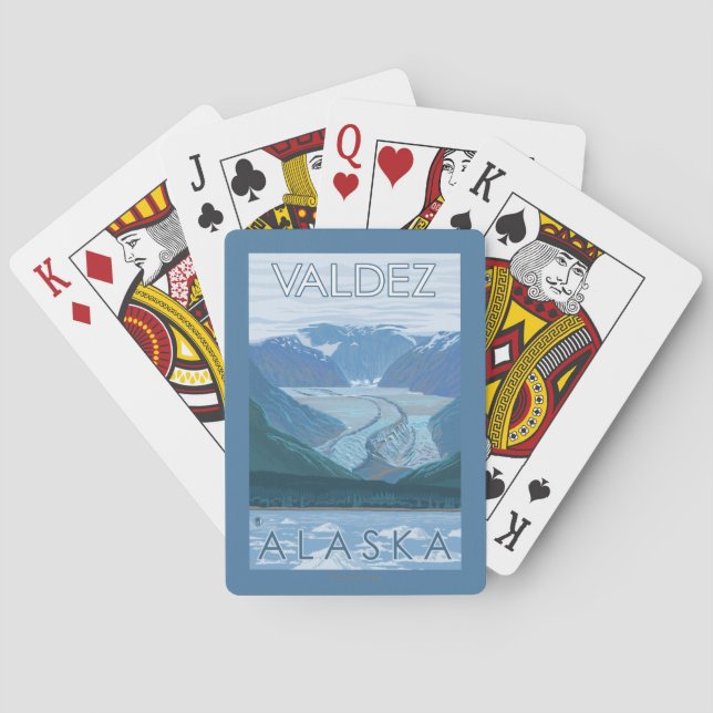Gletscher-Szene - Valdez, Alaska Spielkarten (Rückseite)