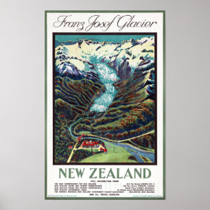 Gletscher-Vintages Reise-Plakat Franz Josef Poster
