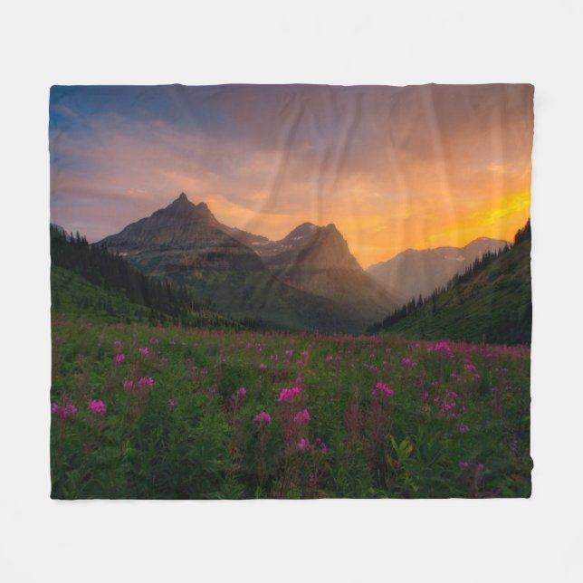 Gletscher-Wildblumen Fleecedecke (Vorderseite (Horizontal))