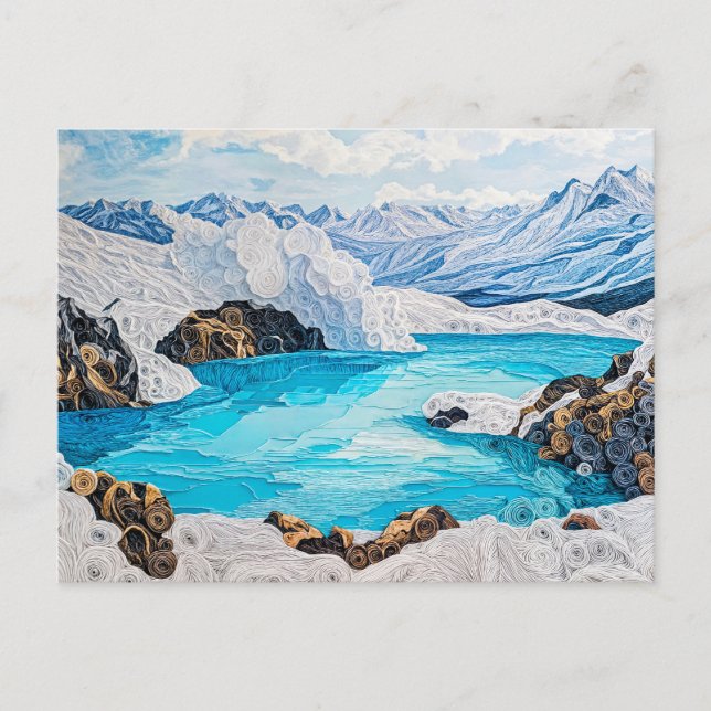 Gletscherbergsee im Quilling-Stil Postkarte (Vorderseite)