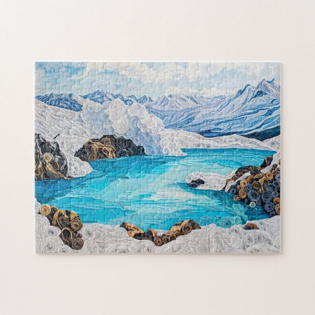 Gletscherbergsee im Quilling-Stil Puzzle (Horizontal)