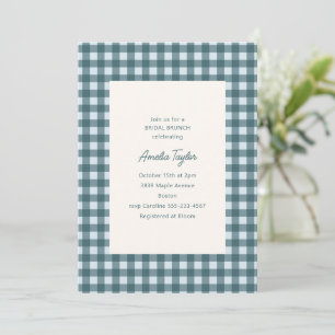 Gletscherblau Gingham Vorhochzeitsfeier Brunch Einladung