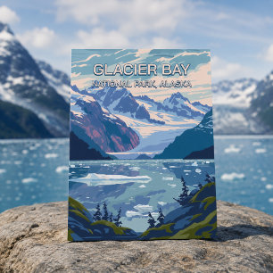 Gletscherbucht Nationalpark Alaska Vintage Reise Postkarte