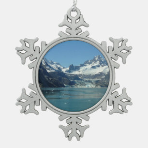 Gletschergeprägte Gewässer Alaskas Schneeflocken Zinn-Ornament