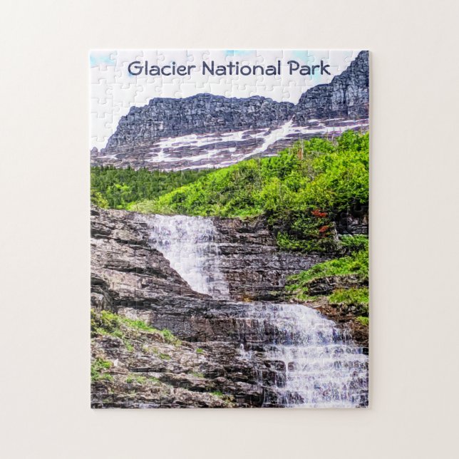 Gletschermelt Wasserfälle Rocky Mountains Puzzle (Vertikal)