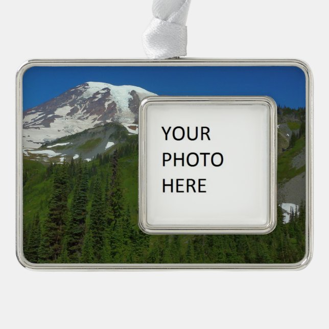 Gletscherschmelze am Mount Rainier Rahmen-Ornament Silber (Vorderseite)