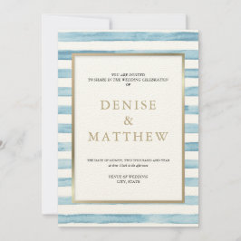 Gletschersee Aquarellstrich und Goldschrift Einladung