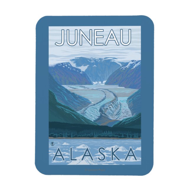 Gletscherszene - Juneau, Alaska Magnet (Vertikal)
