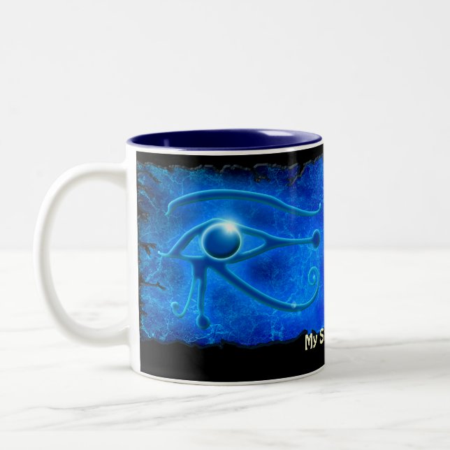 Gleuchtende WADJET AUGE DER HORUS-Geschenkidee Tas Zweifarbige Tasse (Links)