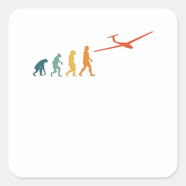 Glider Evolution Retro Pilot Quadratischer Aufkleber (Vorderseite)