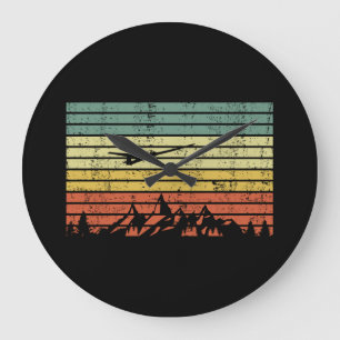 Glider Flugzeug Pilot Retro Vintag Große Wanduhr