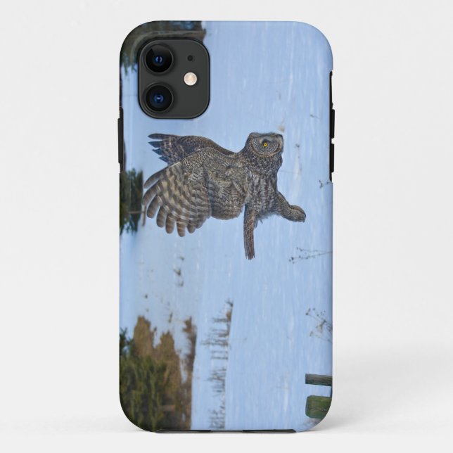 Gliding Great Gray Owl and Snow Wildlife Raptor Case-Mate iPhone Hülle (Rückseite)