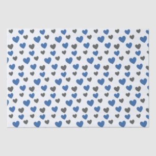 Gliding Hearts - Blau und Grau Seidenpapier