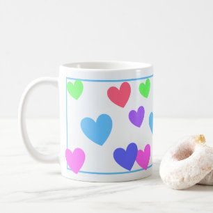 Gliding Hearts - Verschiedene Pastellfarben auf bl Kaffeetasse