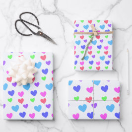 Gliding Hearts - Verschiedene Pastellfarben Geschenkpapier Set