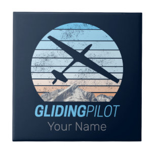 Gliding Pilot Vintag Aviator Sonnenflugzeug Fliese
