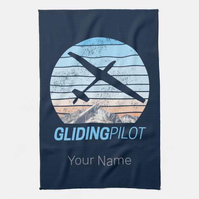Gliding Pilot Vintag Aviator Sonnenflugzeug Geschirrtuch (Vertikal)