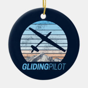 Gliding Pilot Vintag Aviator Sonnenflugzeug Keramik Ornament