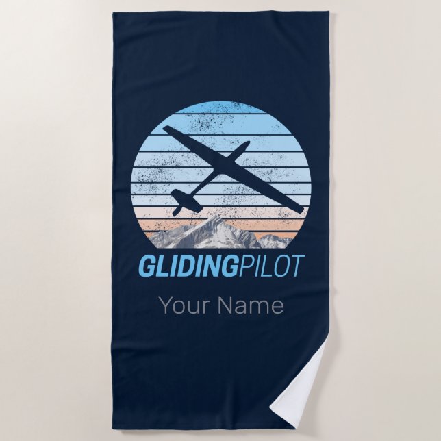 Gliding Pilot Vintag Aviator Sonnenflugzeug Strandtuch (Vorderseite)