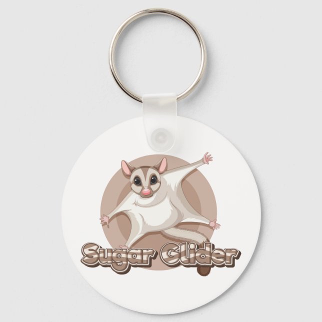 Gliding Sugar Glider Cartoon Art Schlüsselanhänger (Vorderseite)