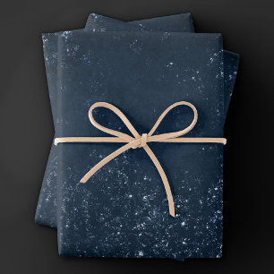 Glimmernde Navy Grunge   Dark Blue Luxury Damask Geschenkpapier Set
