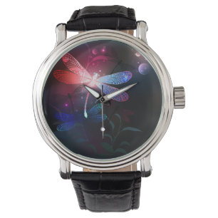 Glimmerne Rote Libelle Armbanduhr