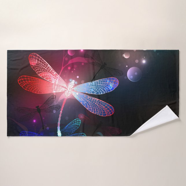 Glimmerne Rote Libelle Badehandtuch (Badehandtuch)