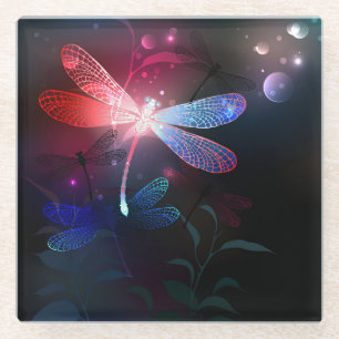Glimmerne Rote Libelle Glasuntersetzer
