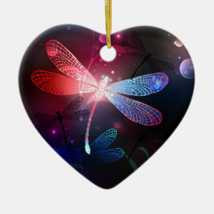 Glimmerne Rote Libelle Keramik Ornament