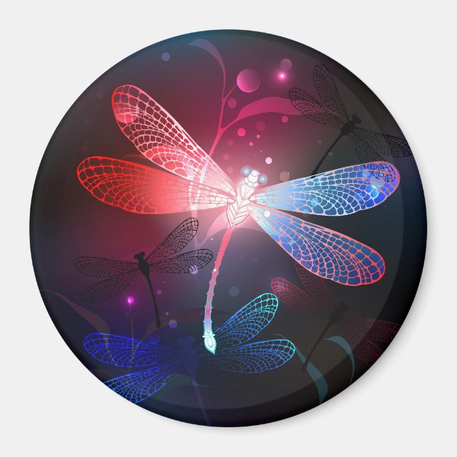 Glimmerne Rote Libelle Magnet (Vorne)