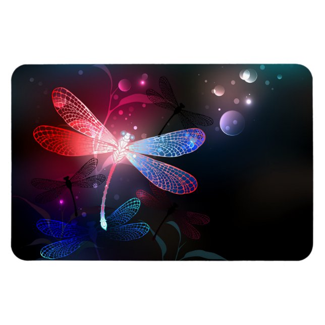 Glimmerne Rote Libelle Magnet (Horizontal)